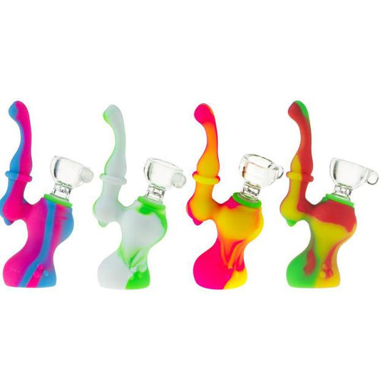 Silicone Sherlock Bubbler w/Downstem & Glass Bowl